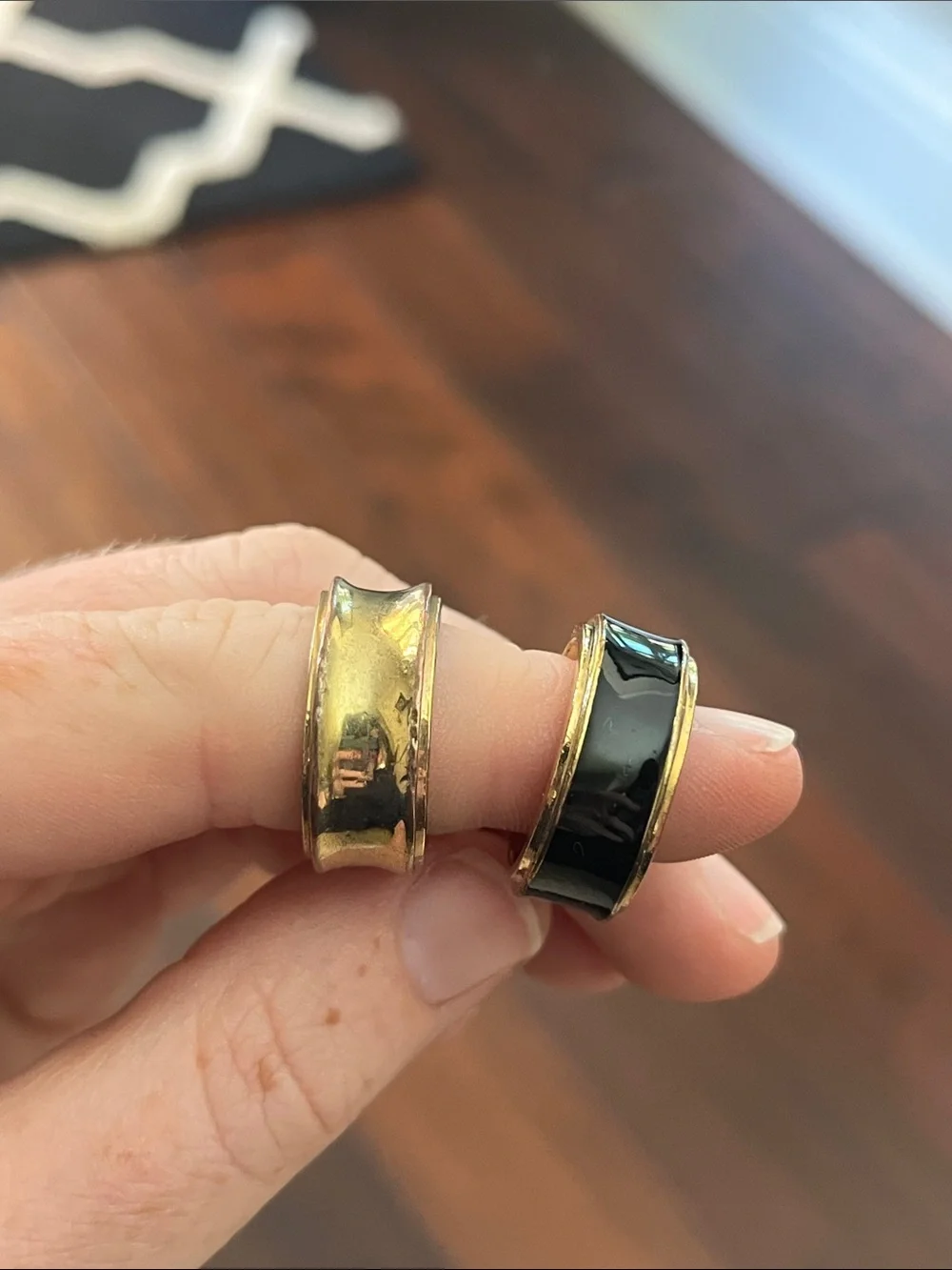 kate spade Gold-Tone and Black Stacked Rings with Purple Bead Cluster